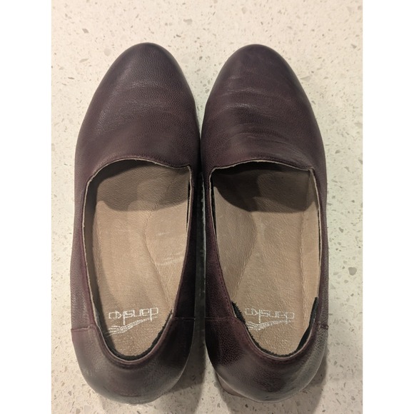 Dansko‎ Womens Preston Wine Leather Block Heels Loafers Slip Ons Size 38 EU 8 US - Picture 4 of 10